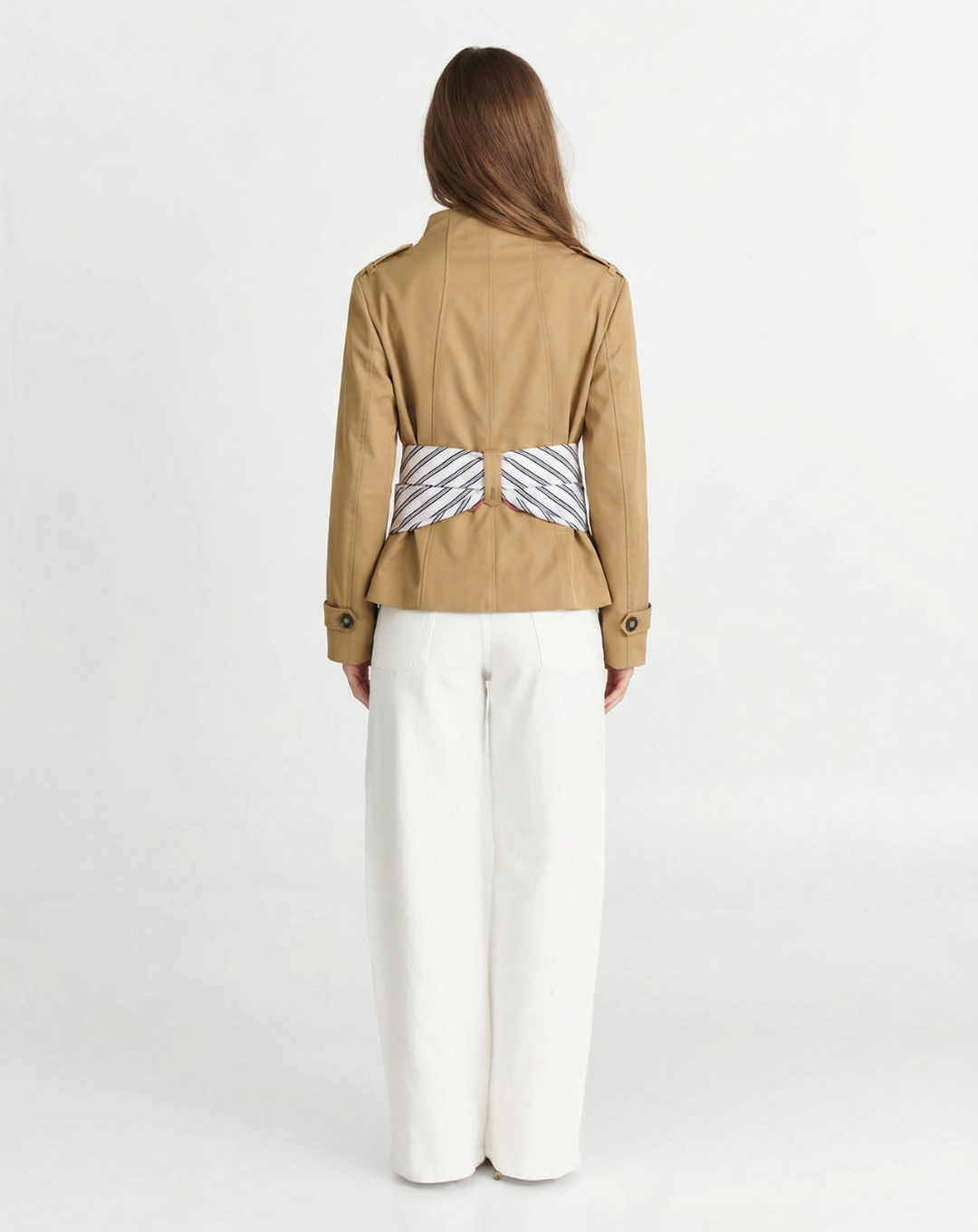 Kit | Elegant Double Breasted Blazer Camel Long Sleeve Belted