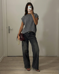 Lila | Oversized Ribbed Cropped Knit Vest
