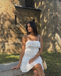 Allegra | Tiered Ruffle Broderie Trim Mini Dress