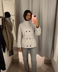 Cora | Cropped Double-Breasted Coat with Stand Collar