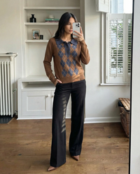 Nora | Argyle Knit Polo Top