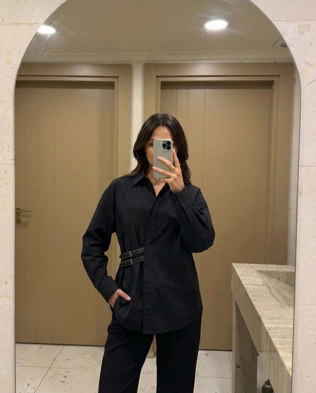 Nell | Smart Casual Long Sleeve Shirt Black