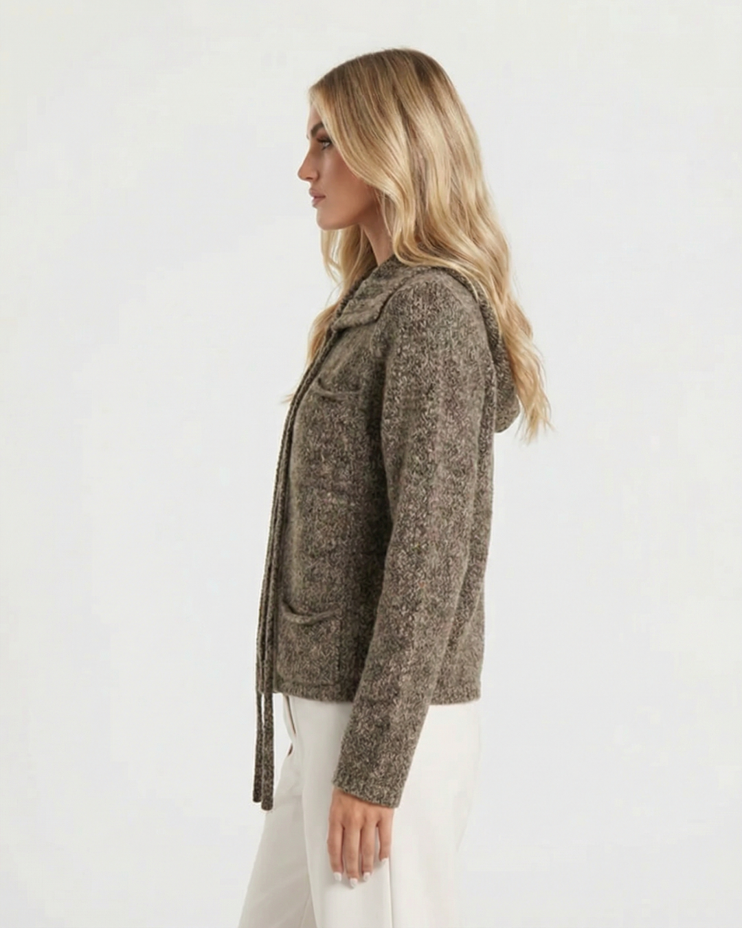 Nola | Casual Knitted Cardigan Brown Wool Hooded