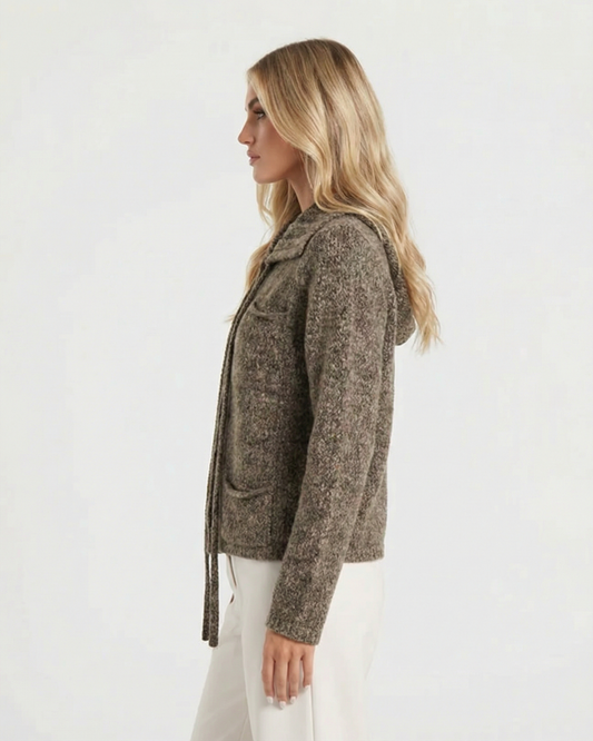 Nola | Casual Knitted Cardigan Brown Wool Hooded