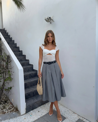 Mabel | High Waist Pleated Midi Skirt
