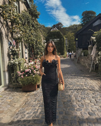 Natalia | Ruffled Bust Spaghetti Strap Full-Body Ruching Bodycon Maxi Dress