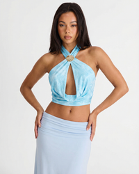 Lois | Tie-Dye Seashell Halter Crop Top