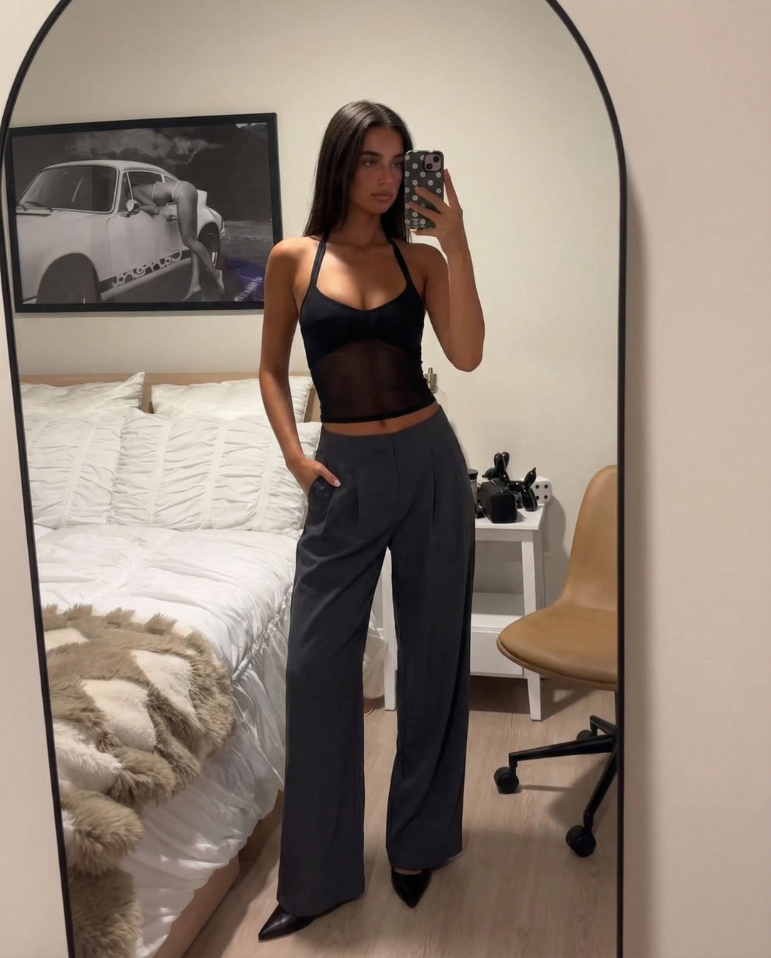 Maddison | High-Waist Pleated Pocket Wide-Leg Linen Trousers in Black