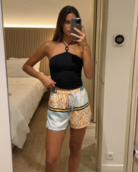 Lara | Geometric Print Drawstring Shorts in Lightweight Modal