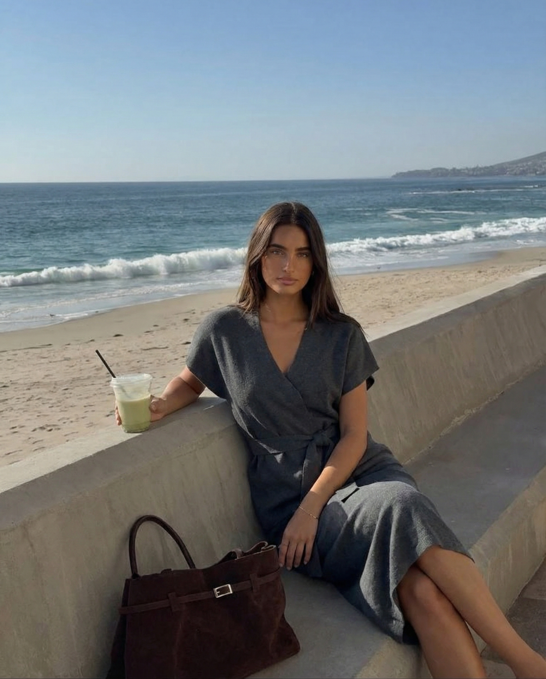 Erin | V-Neck Wrap Top Knit Midi Skirt Co-ord Set
