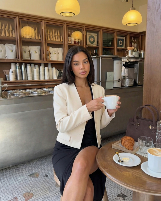 Margot | Cropped Blazer Cream Open Front Tailored