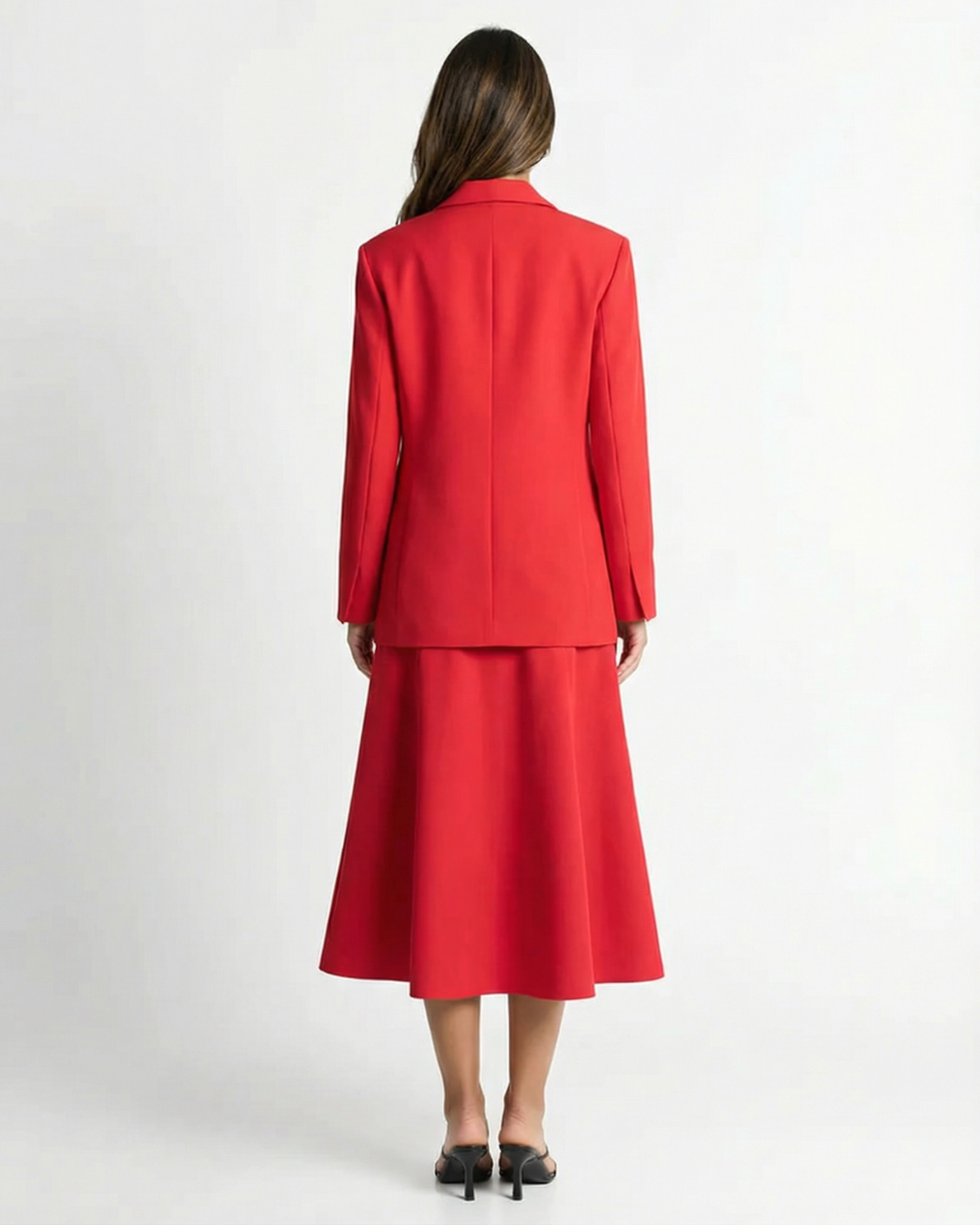 Rose | Red Two Piece Set Midi Skirt