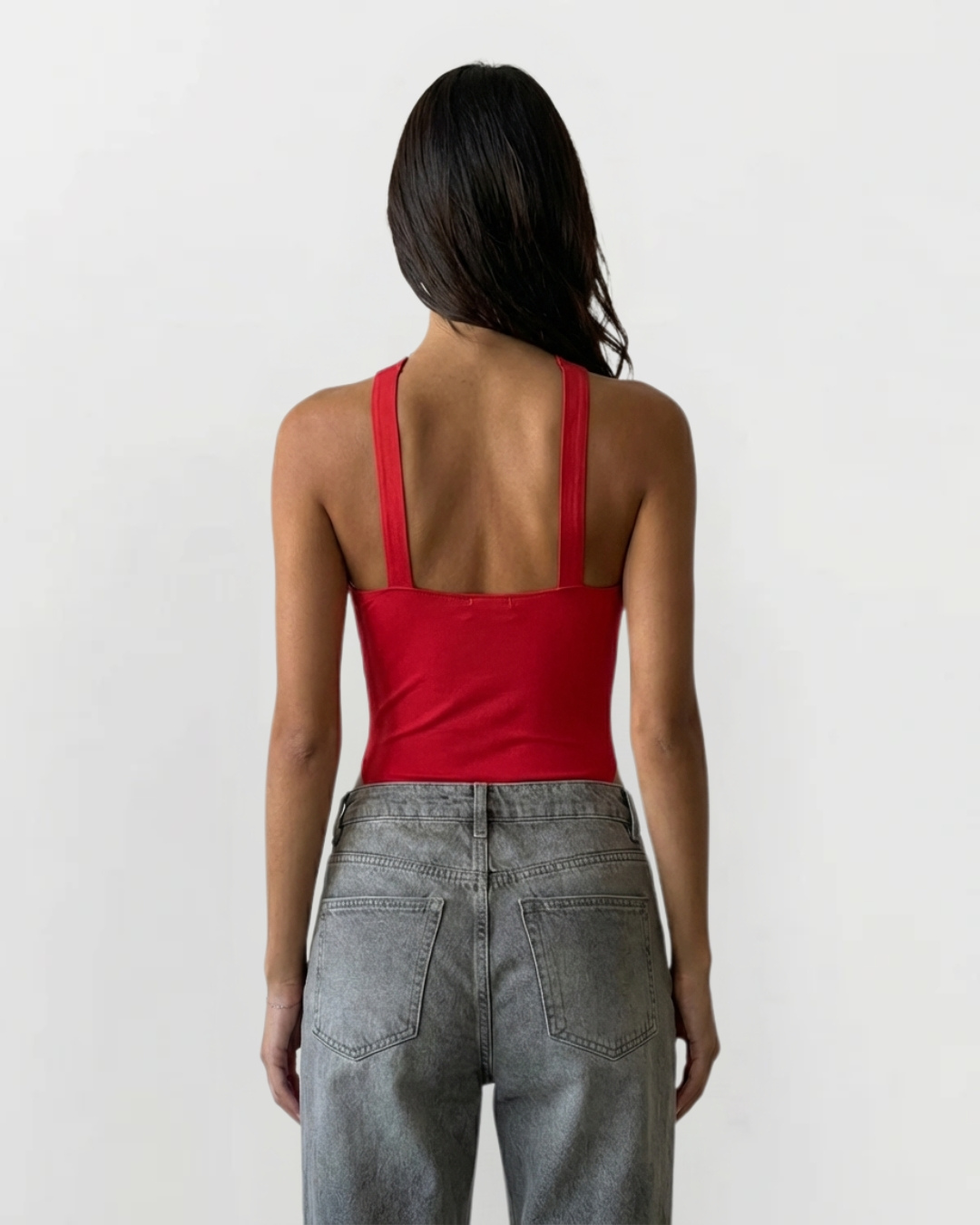 Cora | Criss-Cross Halter Top in Red