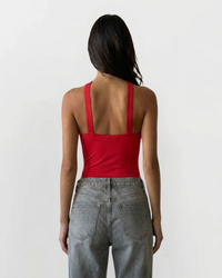 Cora | Criss-Cross Halter Top in Red