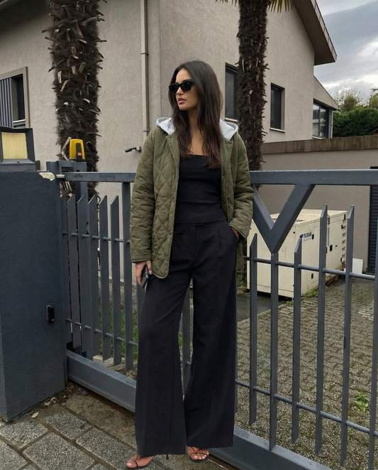 Hazel | Quilted Jacket Green Hooded Padded Oversized