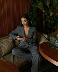 Sienna | Fine Stripe Weave Blazer Wide Leg Trouser Set