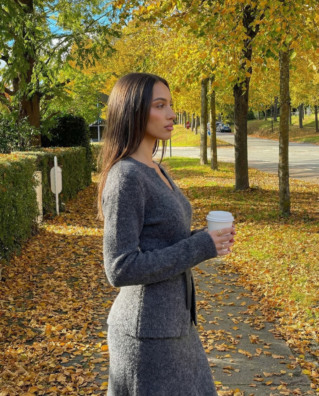 Lyla | Notched V-Neck Soft Knit Co-ord Set