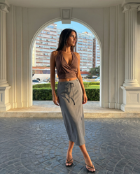 Wren | Tailored Drawstring Midi Skirt