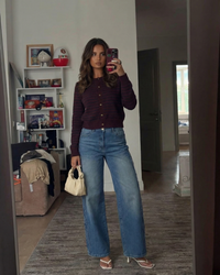 Marnie | Stripe Knit Button Front Crew Neck Cropped Cardigan