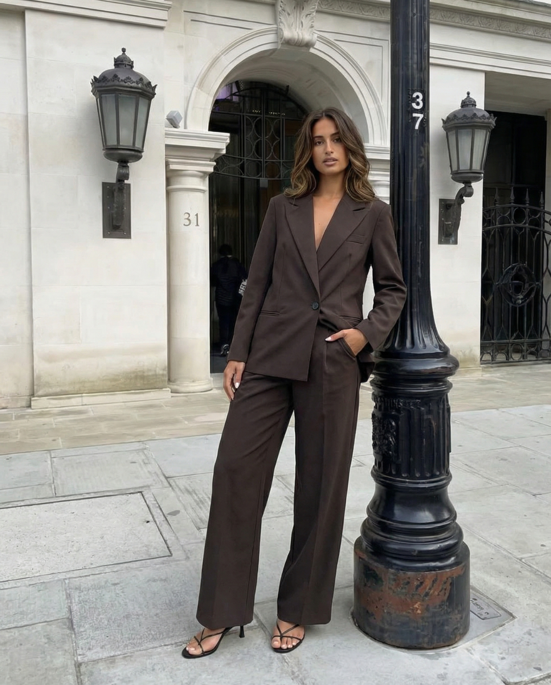 Grace | Linen Single-Breasted Blazer and Wide Leg Trouser Set