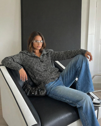 Hannah | Chunky Marled Knit Wide Collar Toggle Button Relaxed Cropped Cardigan