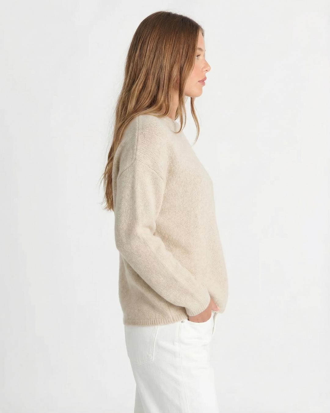 Vera | Oversized Crew Neck Sweater Cream Long Sleeve