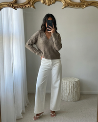 Holly | Cable Knit Cropped V-Neck Top