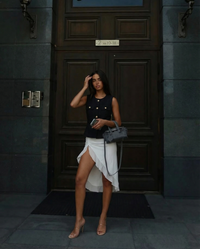 Eliana | Tweed Belted Tailored Vest with Pockets