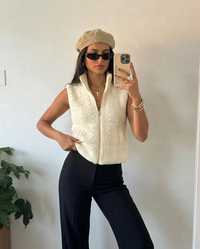 Harriet | Cable Knit Zip-Up Puffer Vest