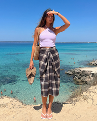 Nora | Plaid Wrap Midi Skirt