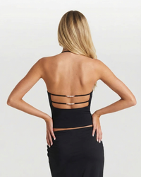 Alicia | Embellished Halter Strap Square Neck Crop Top