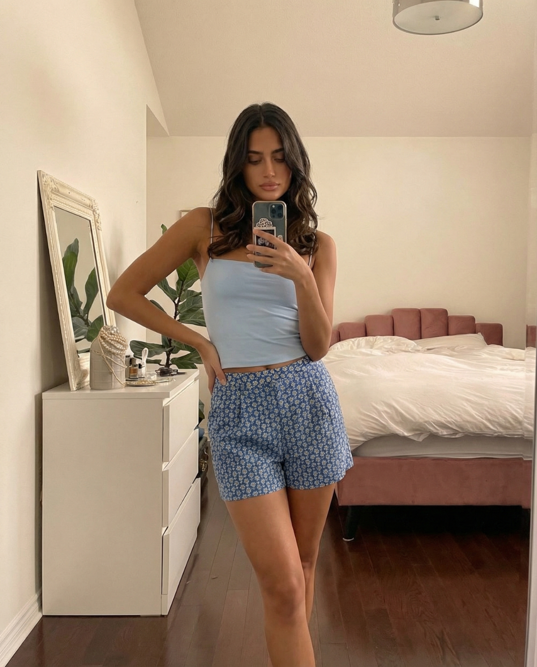 Lottie | Printed Pleat-Front Tailored Shorts with Side Pockets