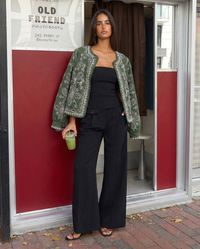 Tabitha | Embroidered Cropped Bomber Jacket