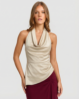 Jemima | Cowl Neck Satin Halter Top