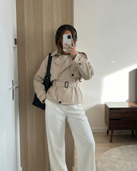 Nancy | Cropped Trench Coat with Stand Collar