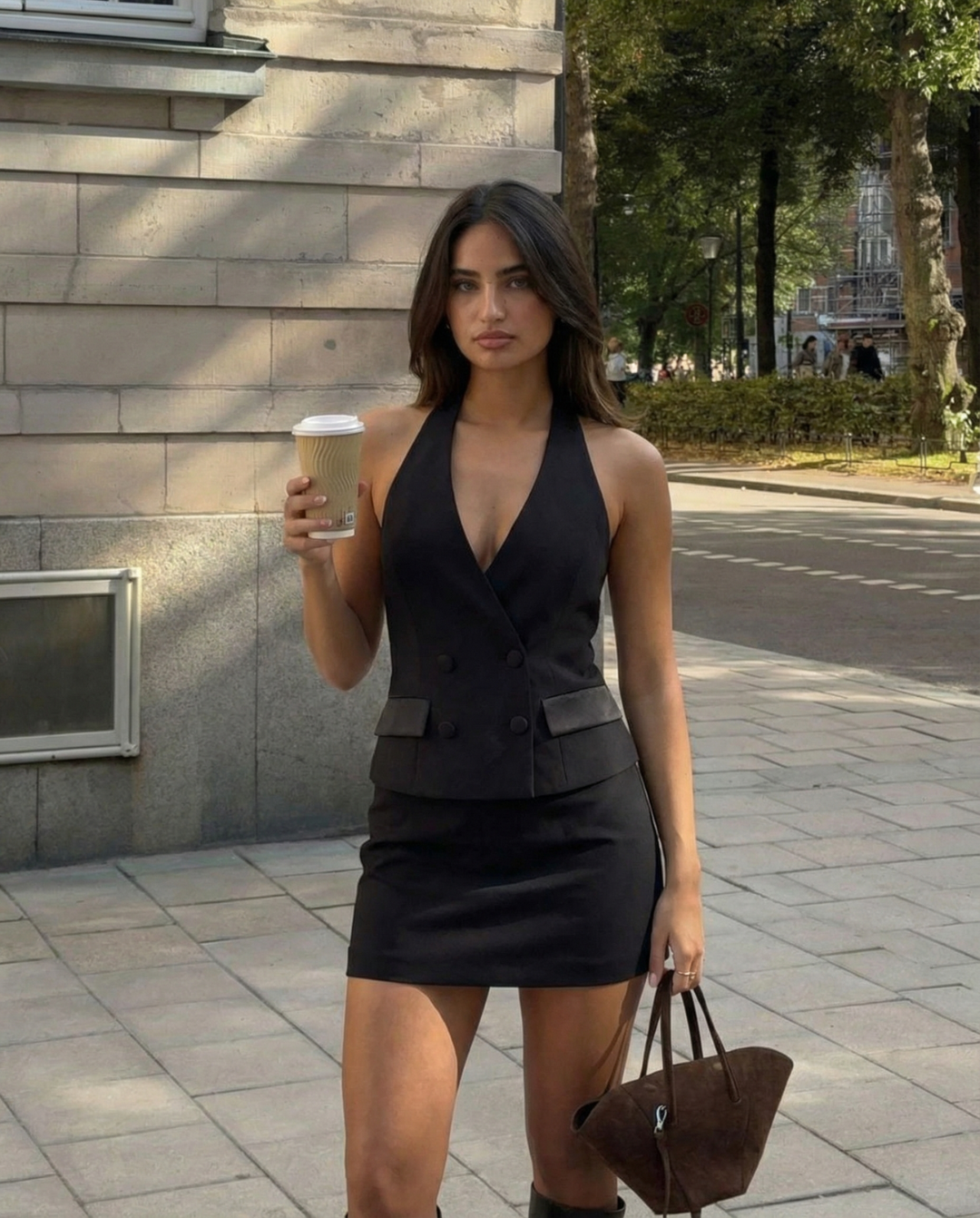 Hope | Double-Breasted Halter Neck Tailored Top