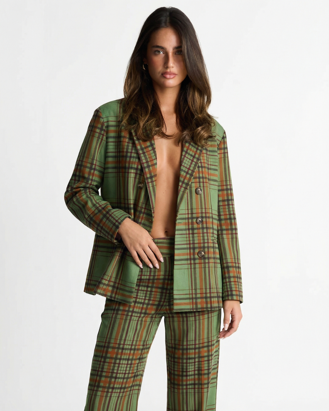 Fern | Tartan Suit Green Double Breasted