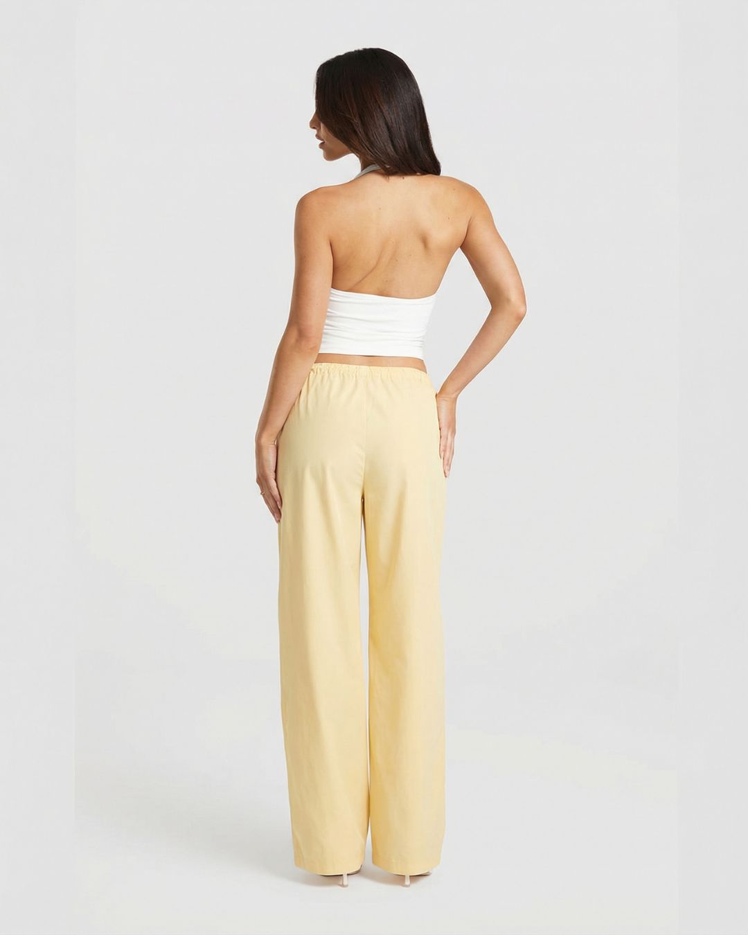 Jemima | Elasticated Drawstring Pocket Wide-Leg Linen Trousers