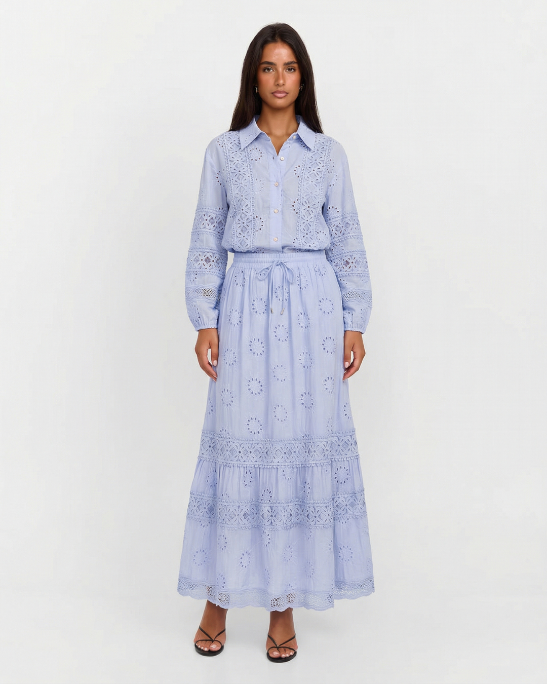 Isla | Broderie Anglaise Cotton Tiered Maxi Co-ord Set