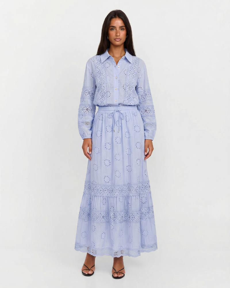 Willow | Blue Tiered Maxi Dress Set