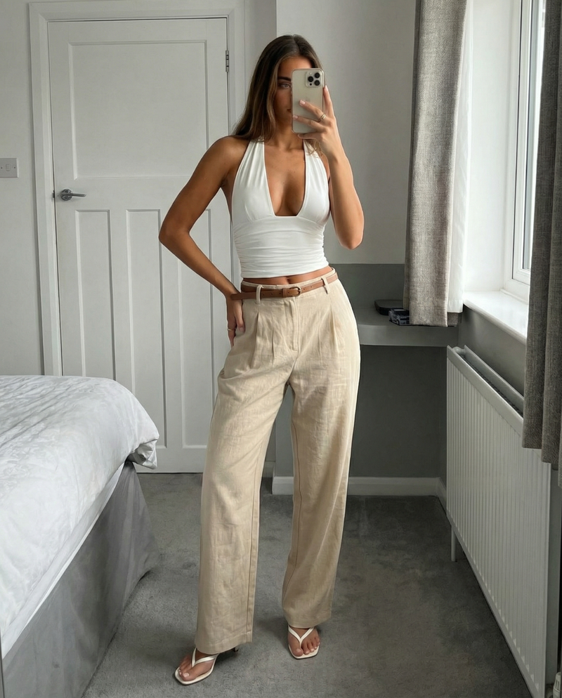 Nicole | linen wide leg pants
