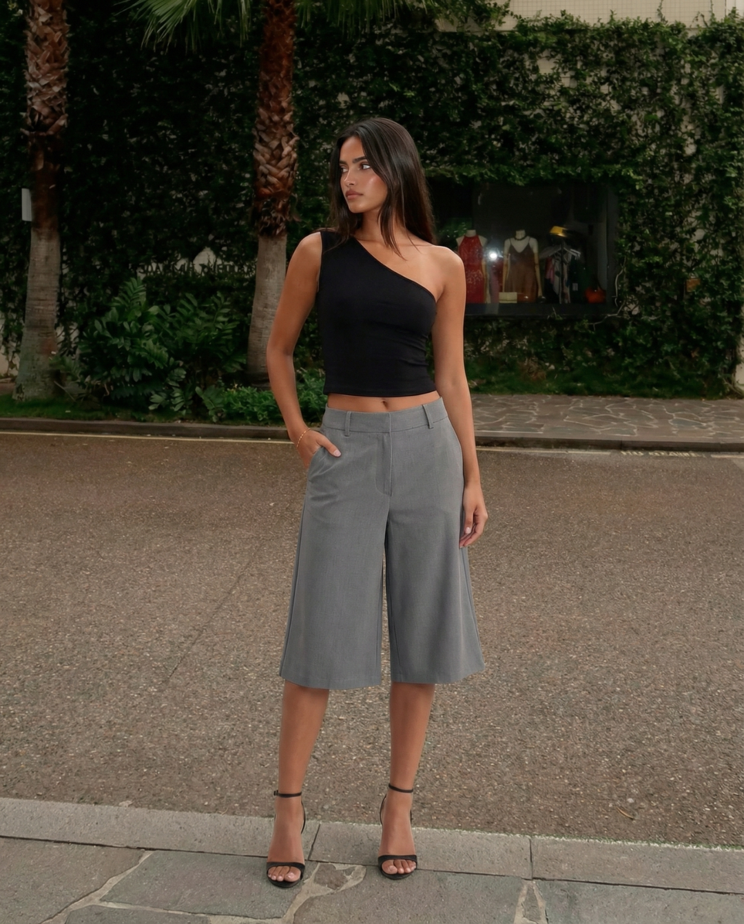 Rose | High-Waist Wide Leg Cropped Tailored Trousers