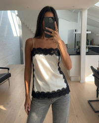 Evelyn | Lace Trim Satin Cami Top