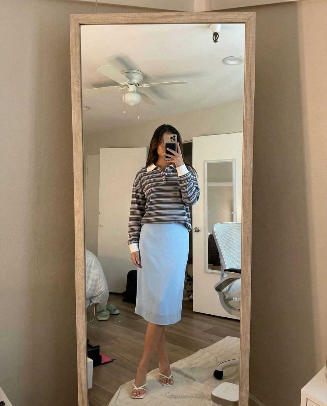 Ruby | Striped Long Sleeve Knit Polo Top