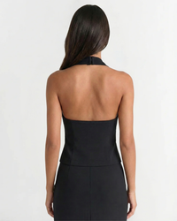 Nell | Deep V-Neck Halter Button Front Waistcoat Top