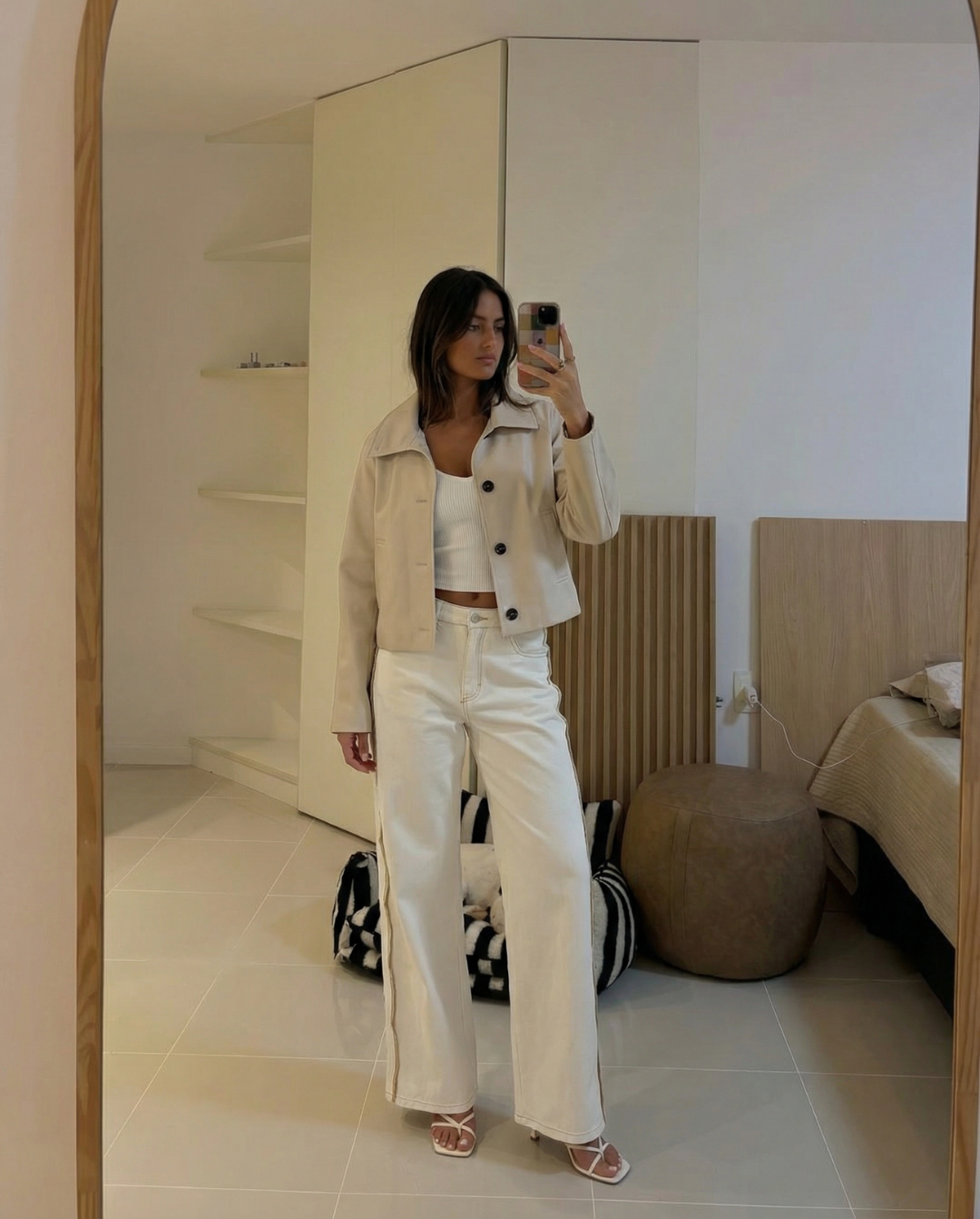 Lily | Cream Cropped Button-Front Jacket