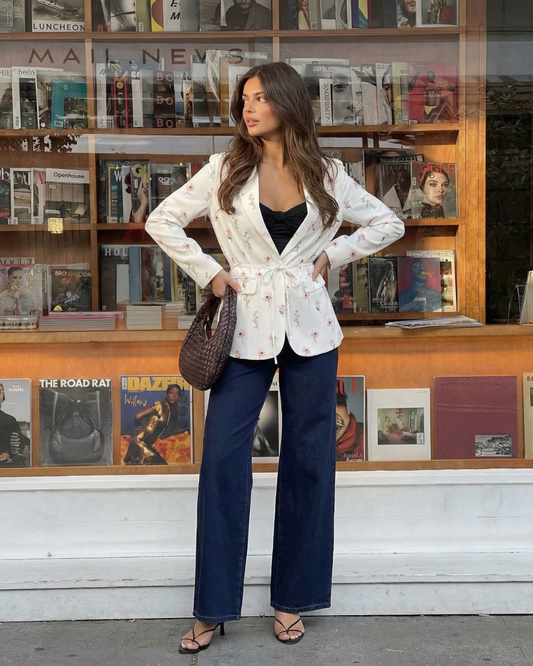 Calla | Summer Floral Blazer White