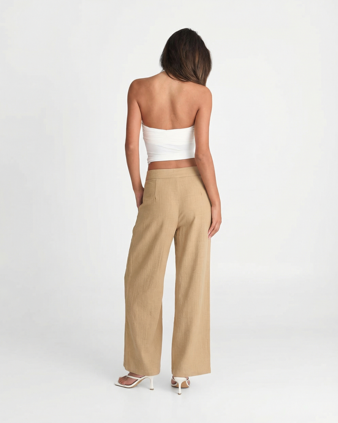 Xanthe | High-Waist Gold Button Wide-Leg Tailored Trousers