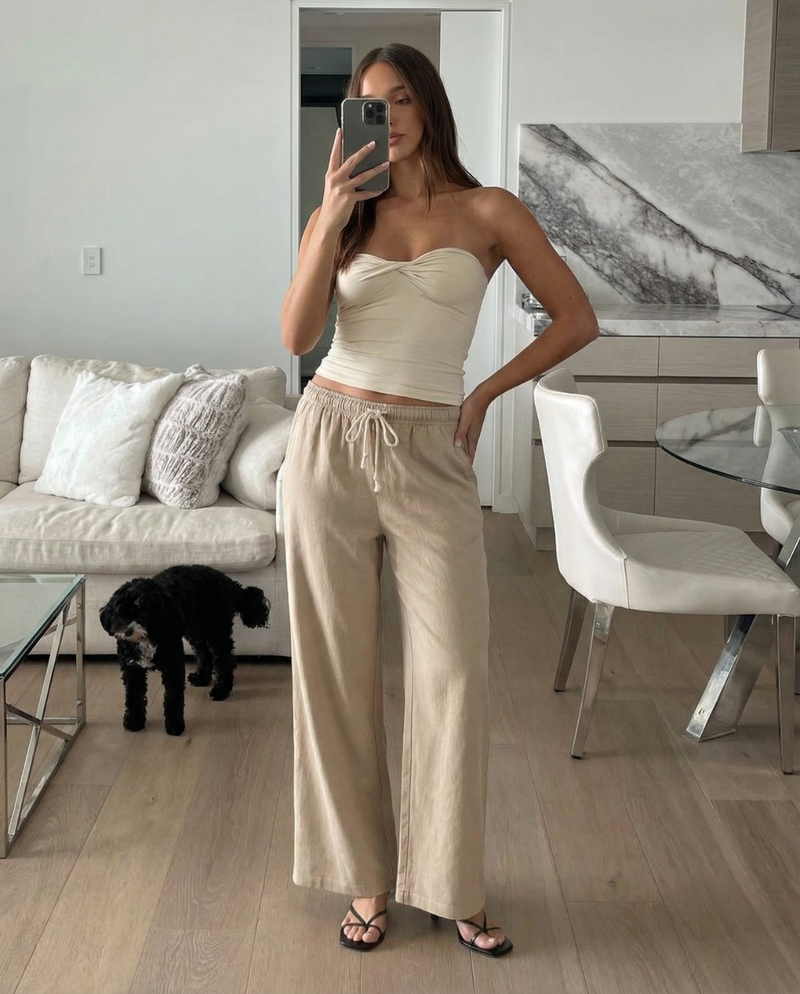 Eliza | linen wide leg pants