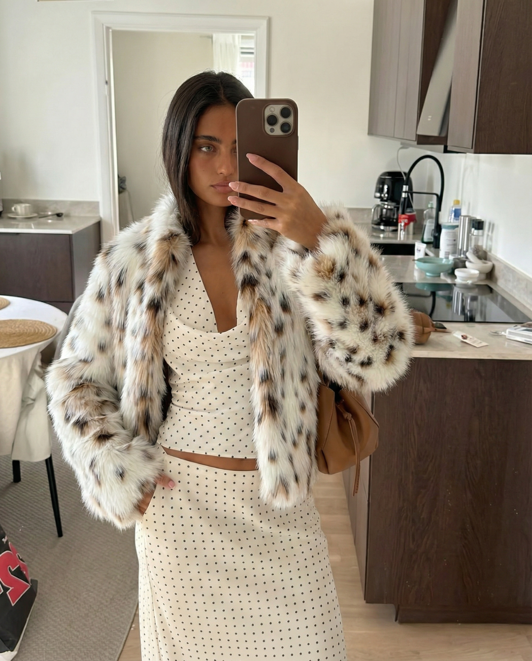 Betsy | Leopard Print Cropped Faux Fur Jacket